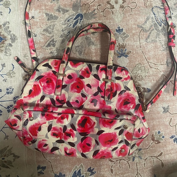Kate Spade Cedar Street Maise Rose Print Satchel Saffiano Leather Floral (flaws) - Picture 4 of 16